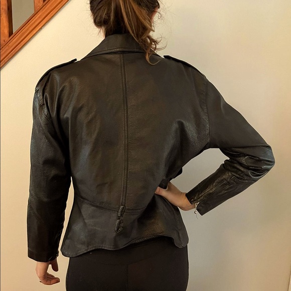 Black leather jacket vintage size small - Picture 1 of 6